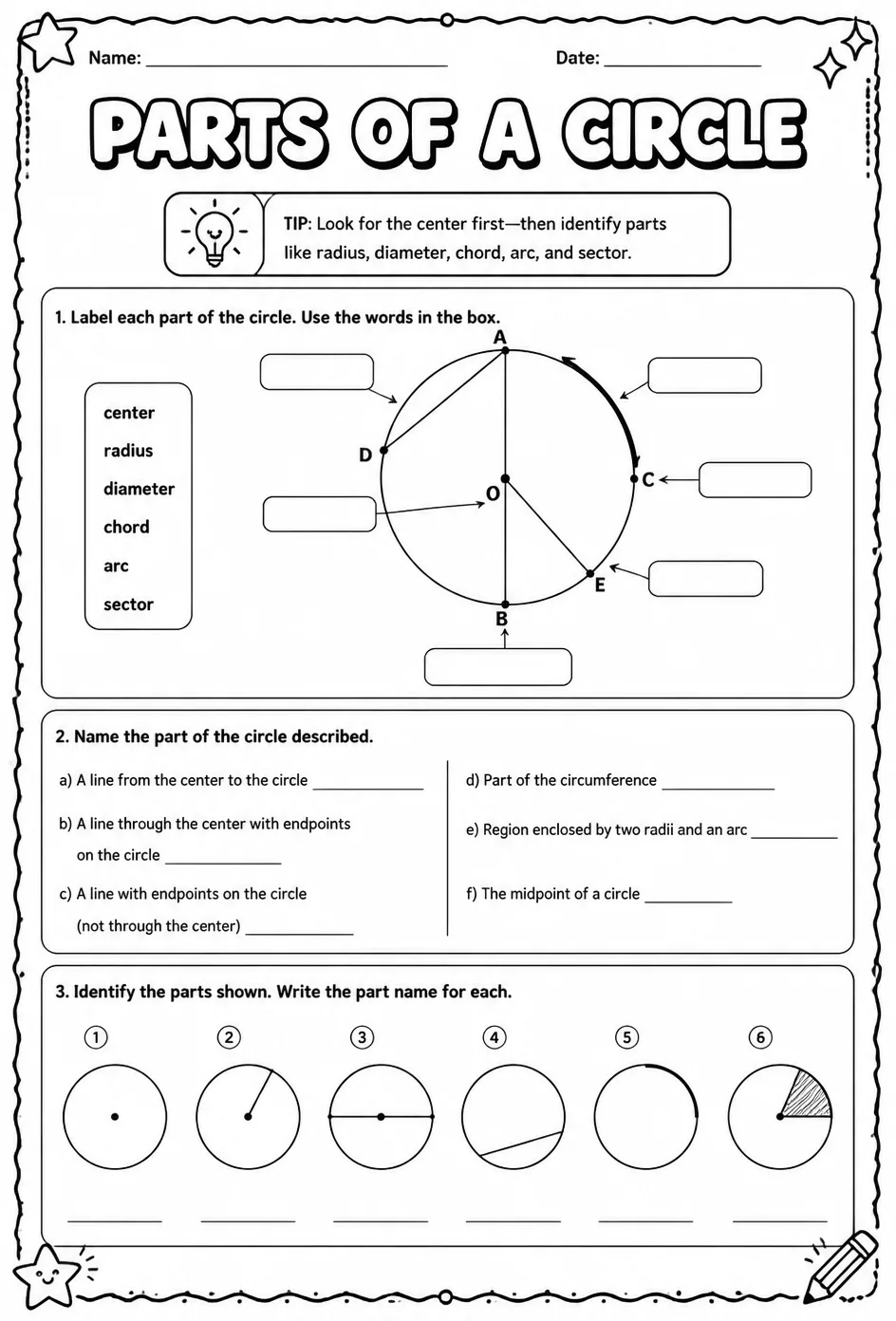 Parts of a circle