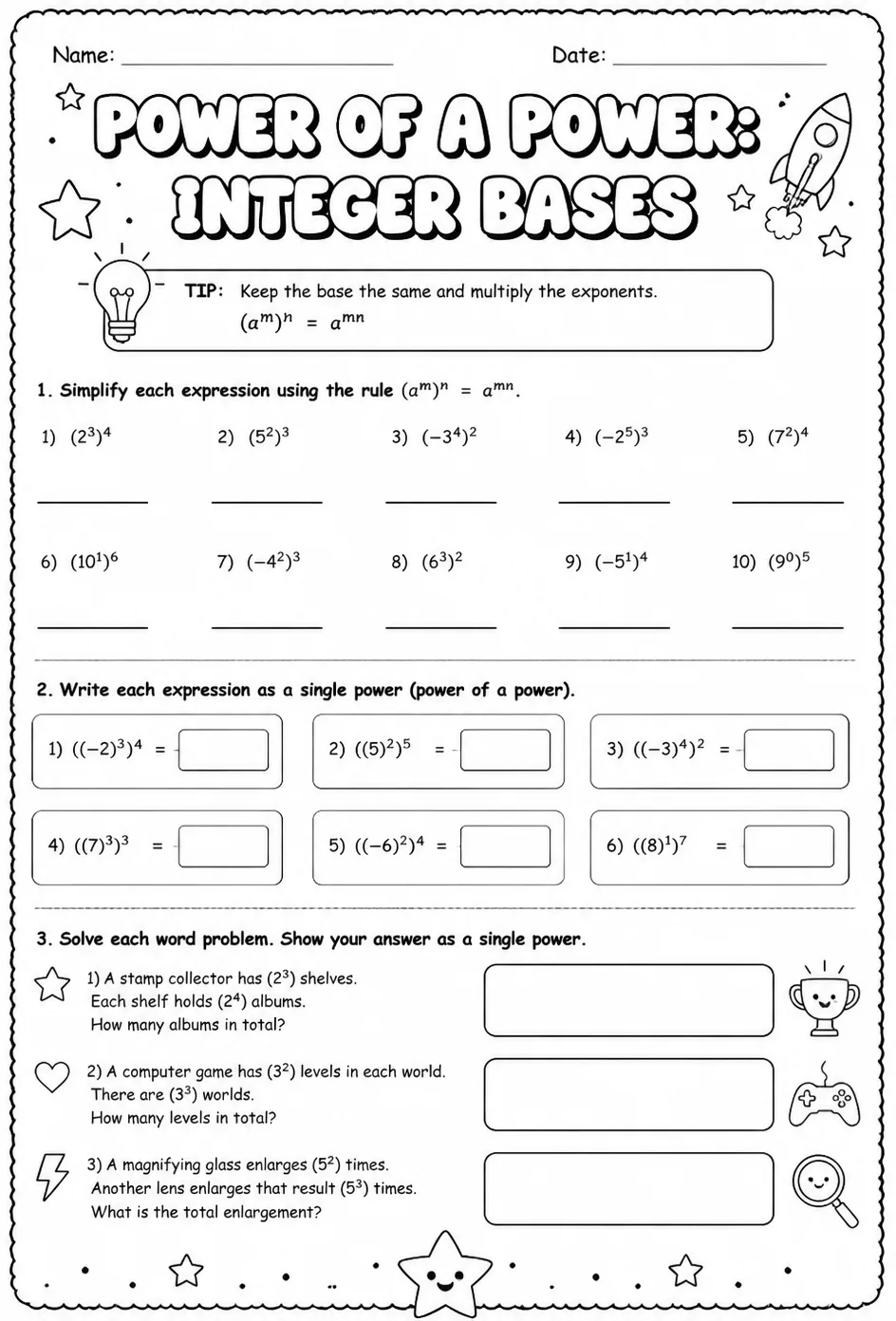 Power of a power: integer bases