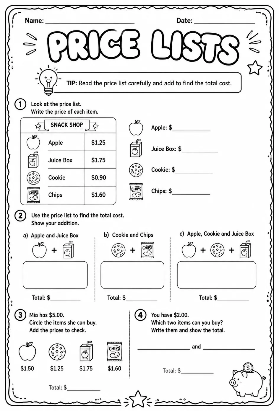 Price lists