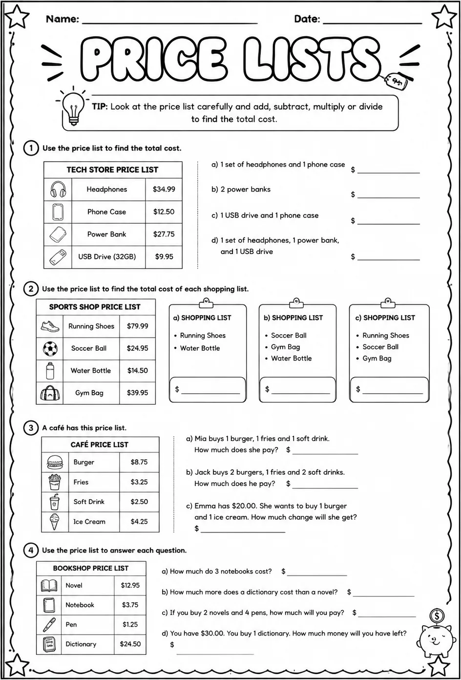Price lists