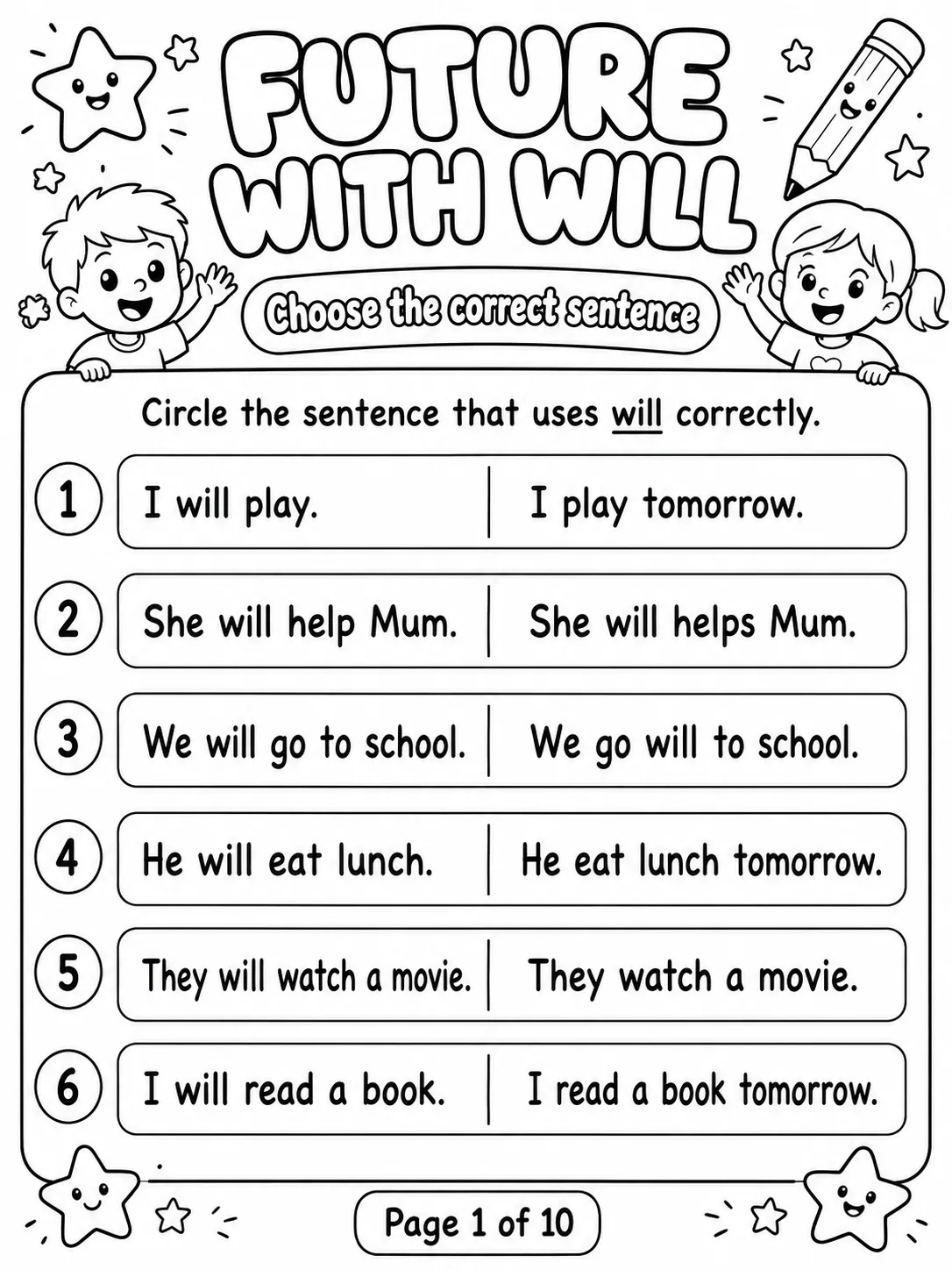Future with Will Worksheet Pack
