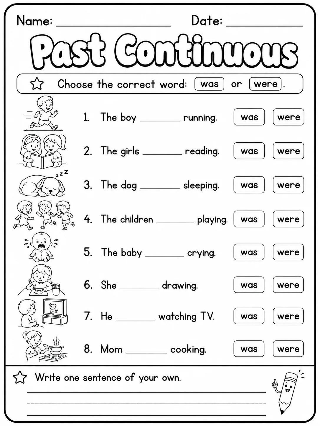 Past Continuous Worksheet Pack