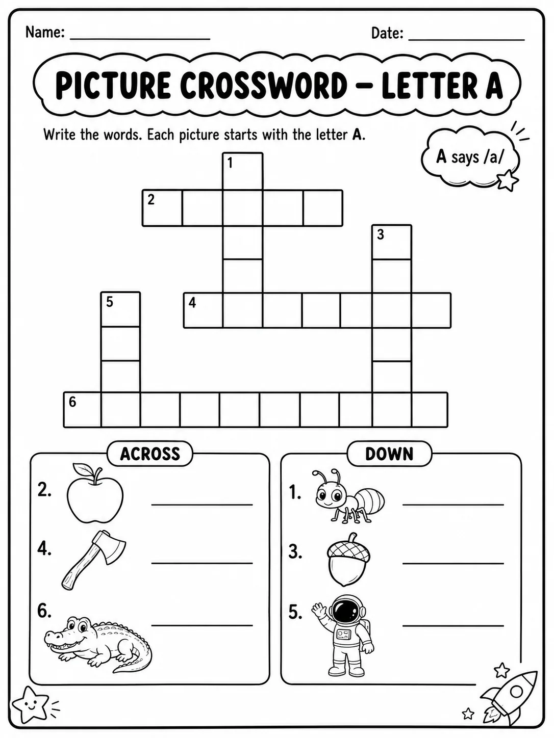 Kindergarten Picture Crossword and Word Search Pack - Set 1