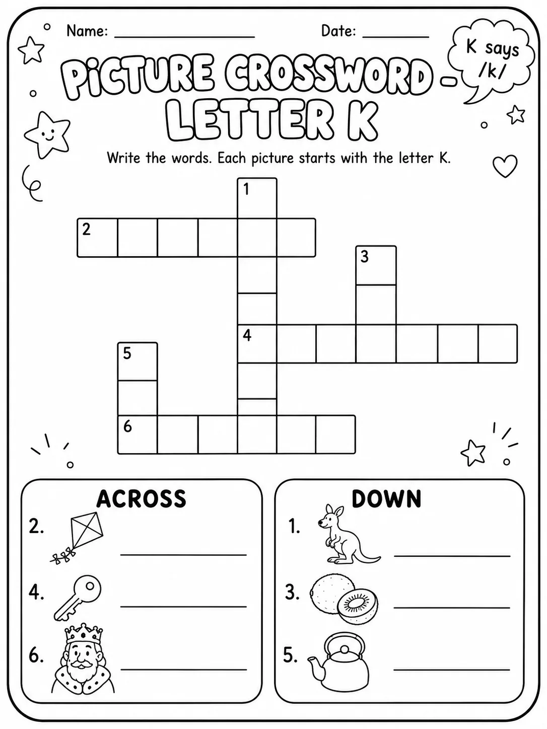 Kindergarten Picture Crossword and Word Search Pack - Set 2