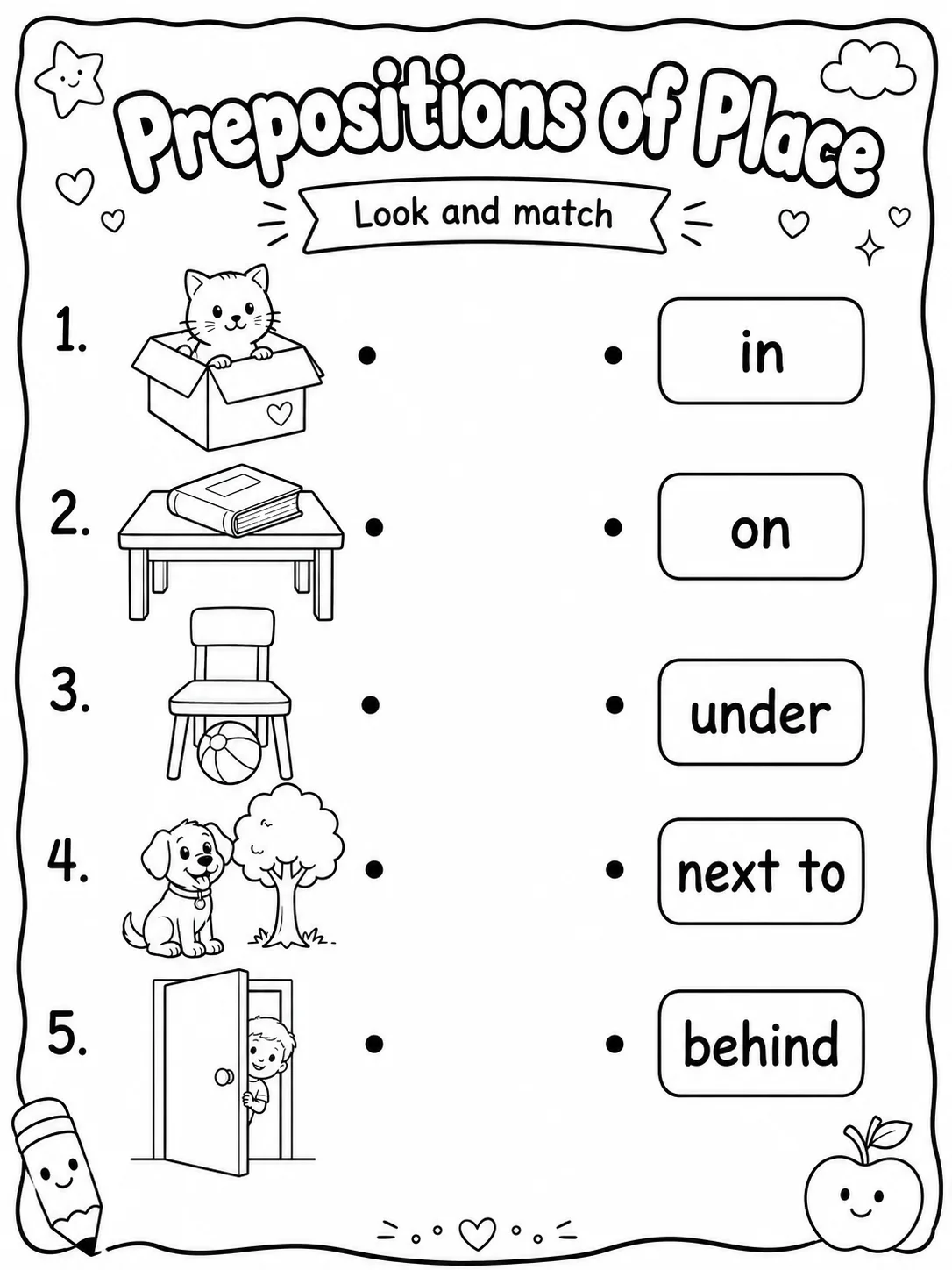 Prepositions of Place Worksheet Pack