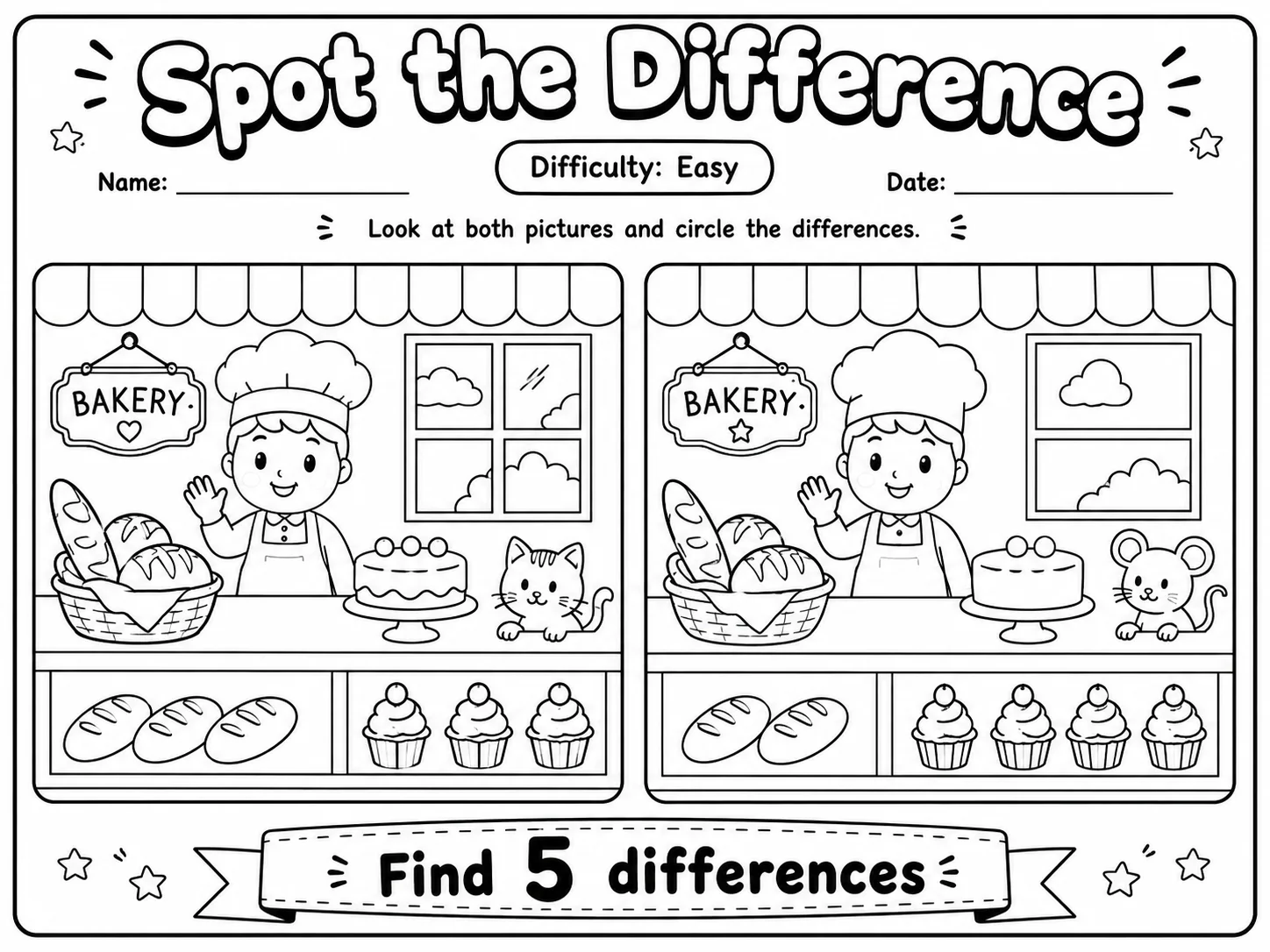 Spot the Difference Worksheet Pack