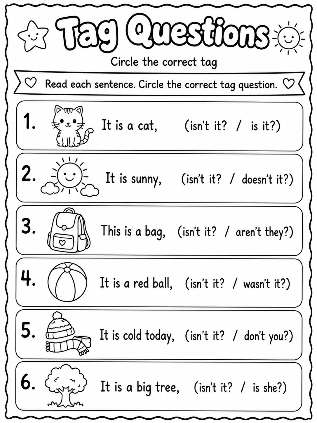 Tag Questions Worksheet Pack
