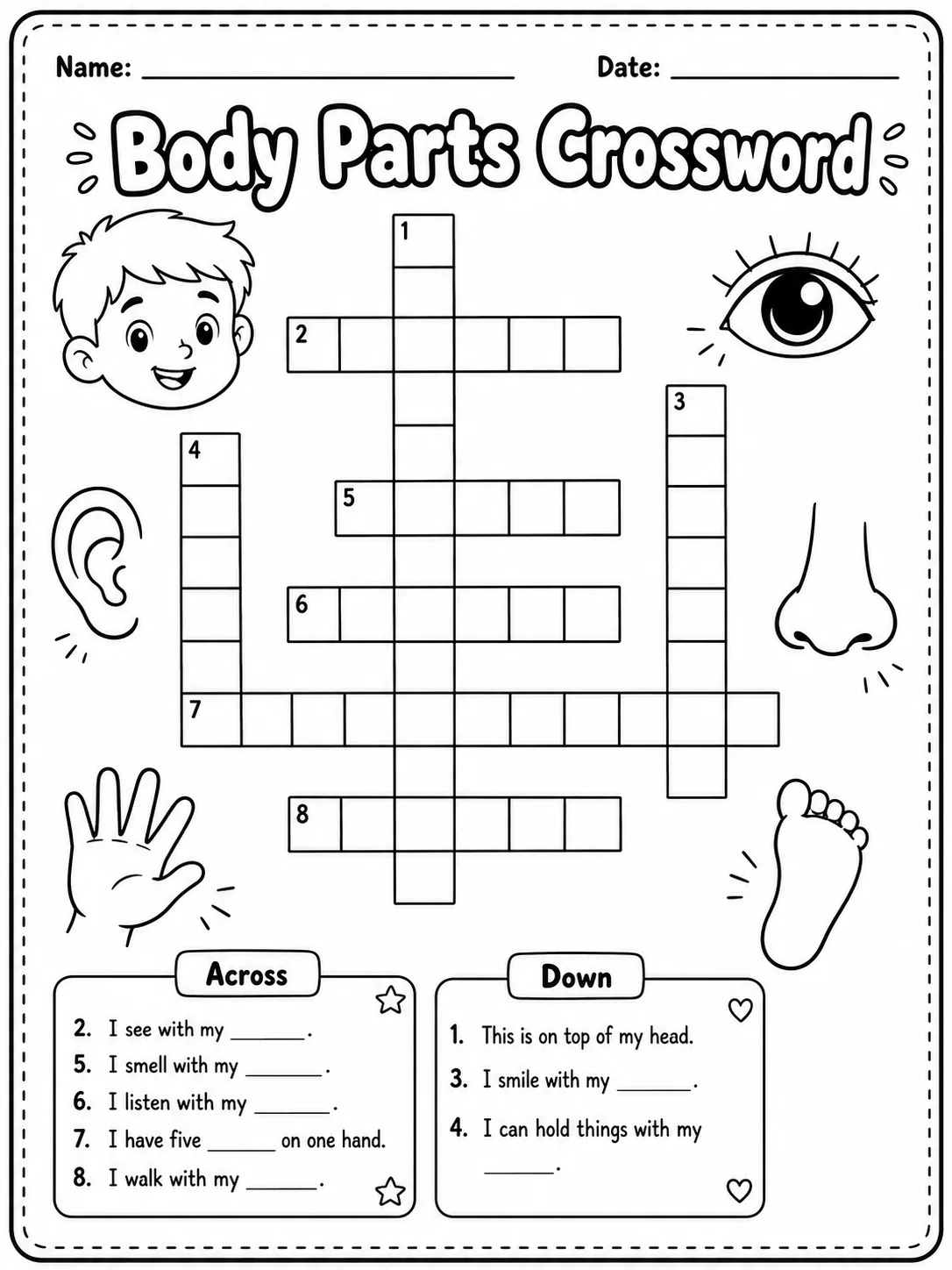 Grade 1 Themed Vocabulary Crossword Worksheet Pack