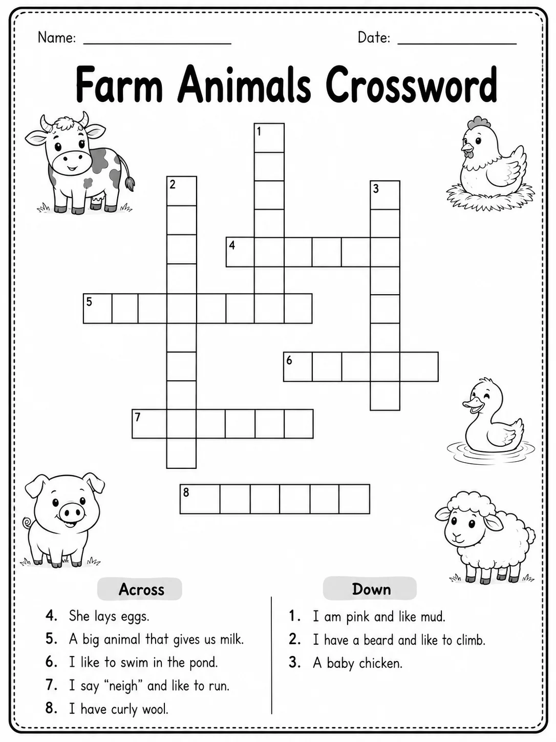 Grade 2 Themed Vocabulary Crossword Worksheet Pack - Set 1