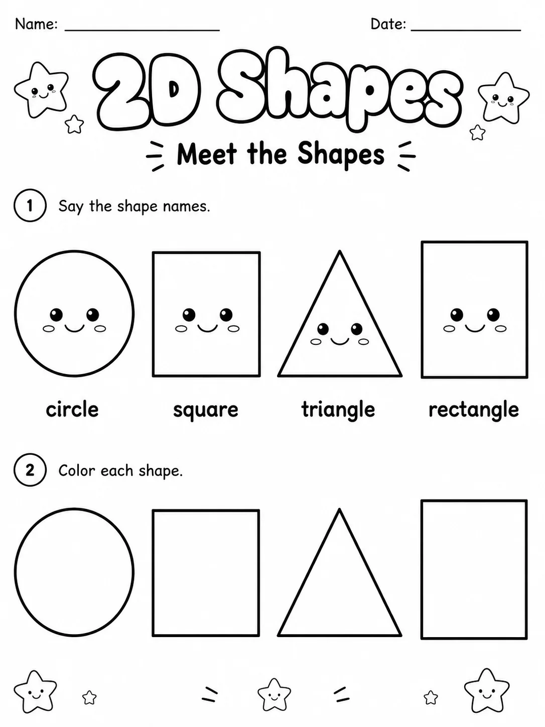 2D Shapes Worksheet Pack