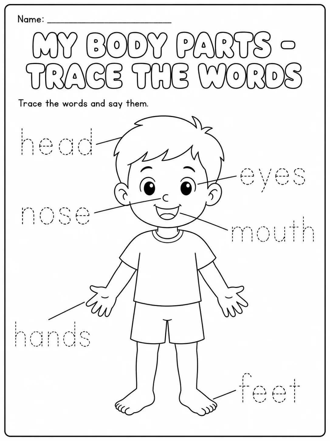 My Body Parts - Trace the Words Worksheet Pack