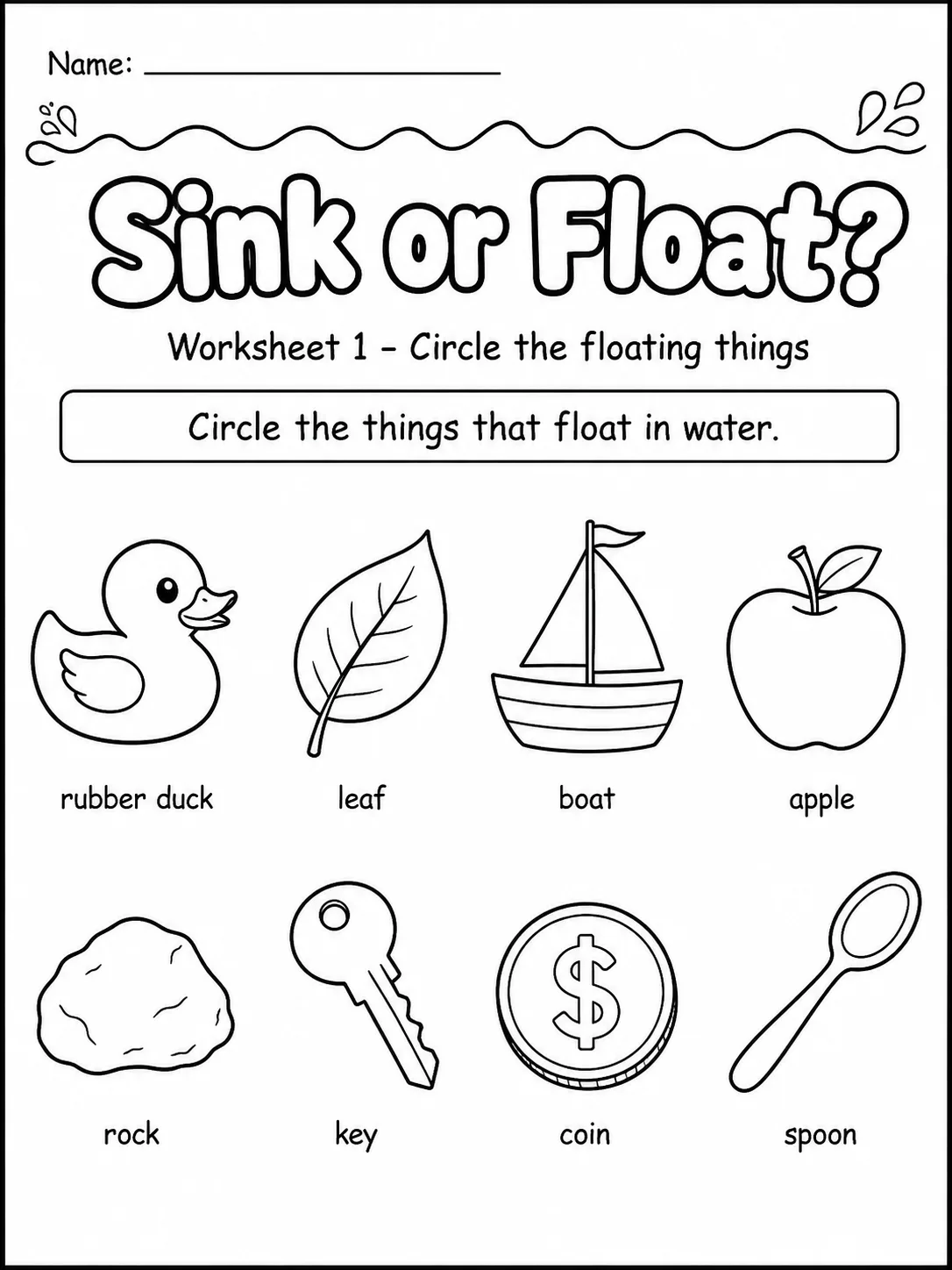 Sink or Float? Worksheet Pack