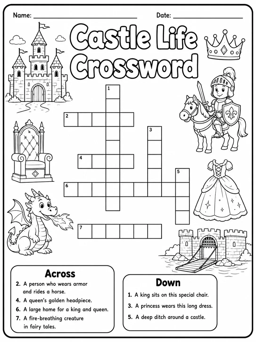 Castle Life Crossword Worksheet