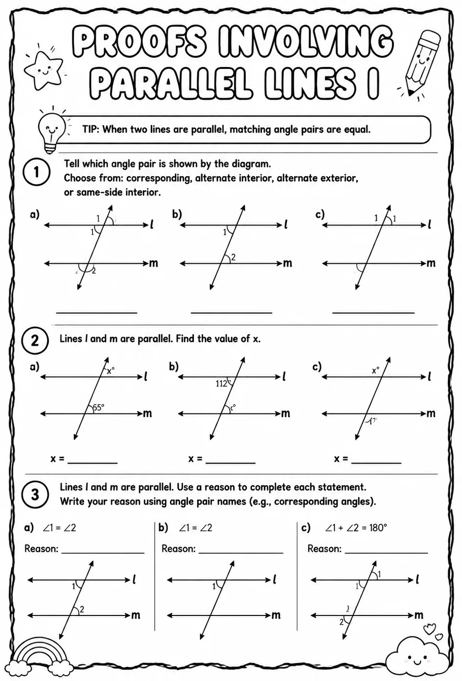 Proofs involving parallel lines I