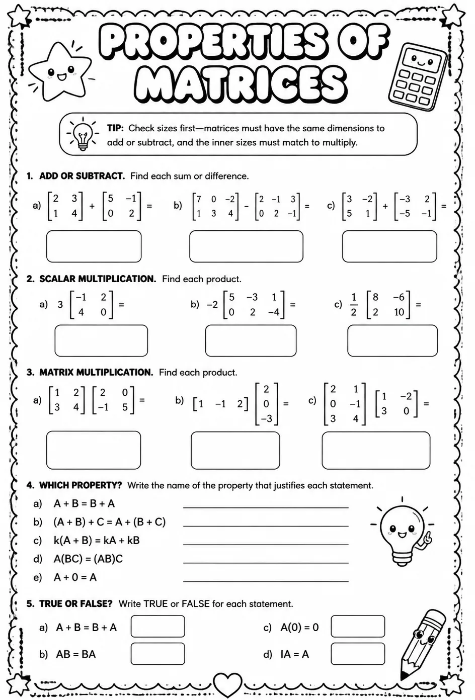Properties of matrices