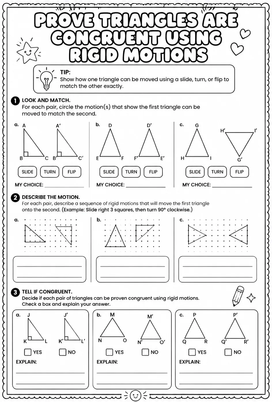Prove triangles are congruent using rigid motions