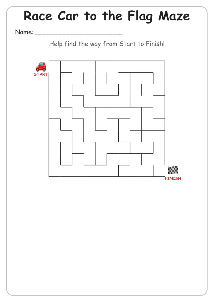 Race Car to the Flag Maze (Grade 1)