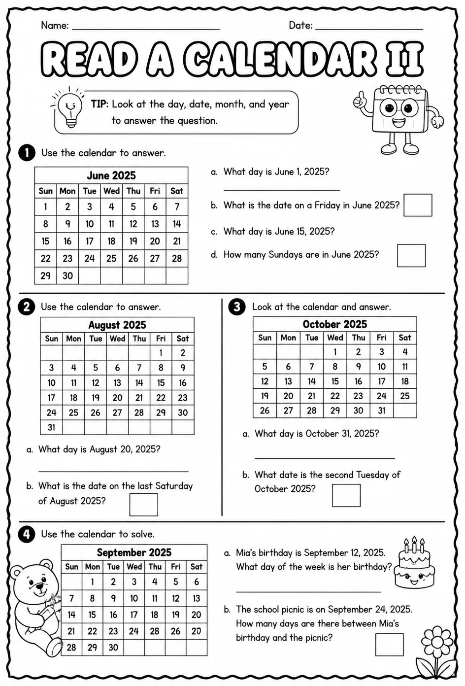 Read a calendar II