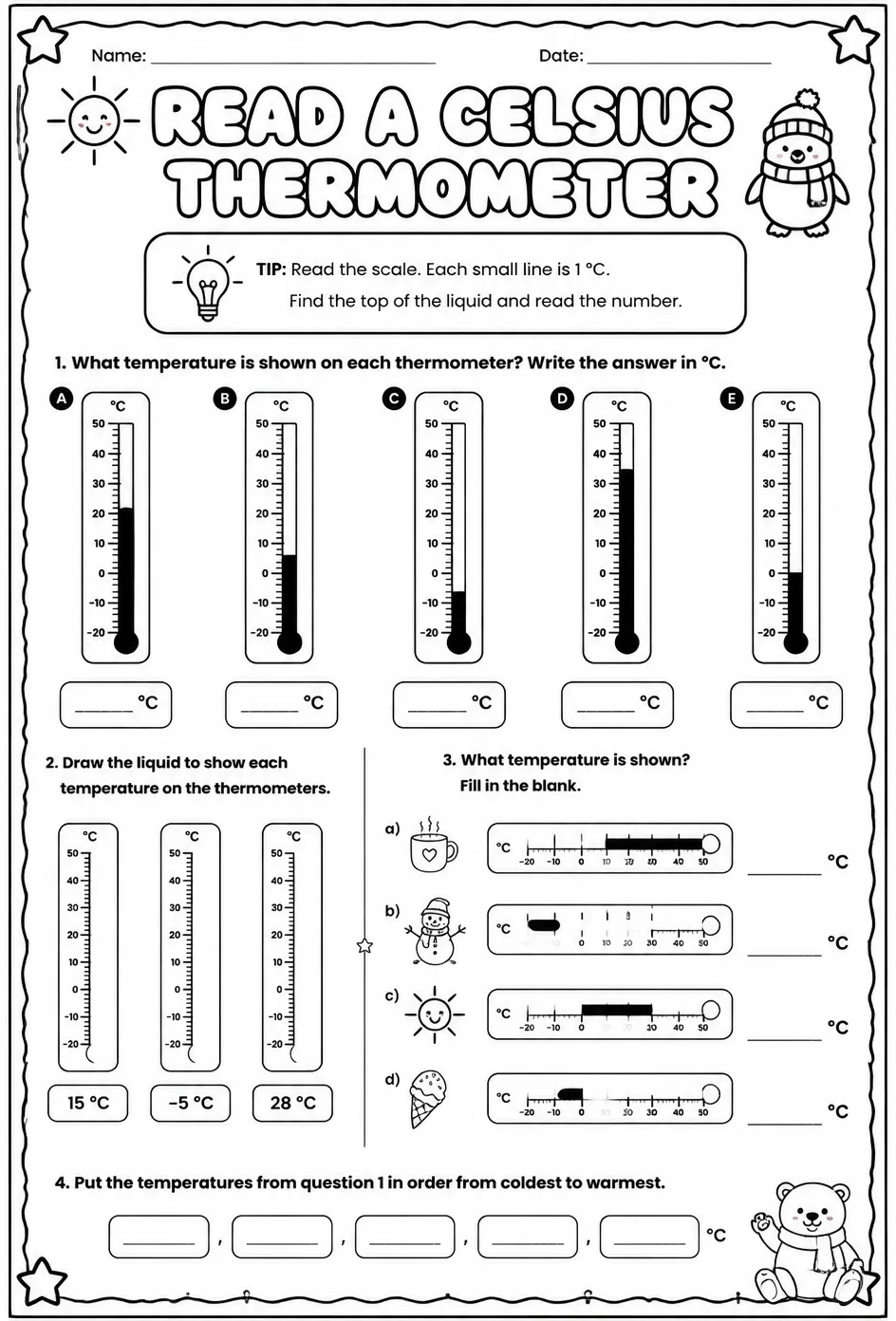 Read a Celsius thermometer