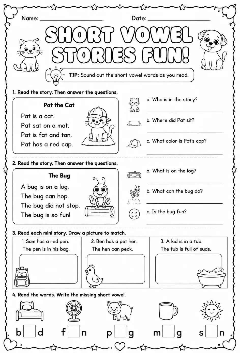 Read short vowel stories