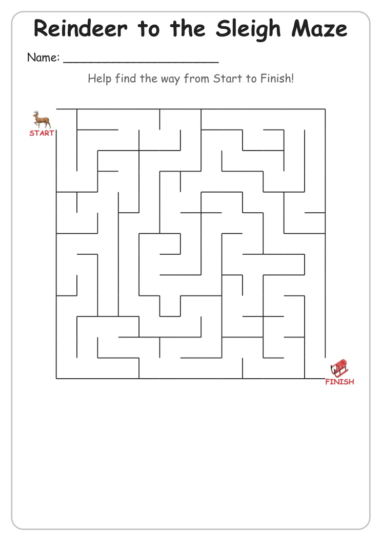 Reindeer to the Sleigh Maze (Grade 2)