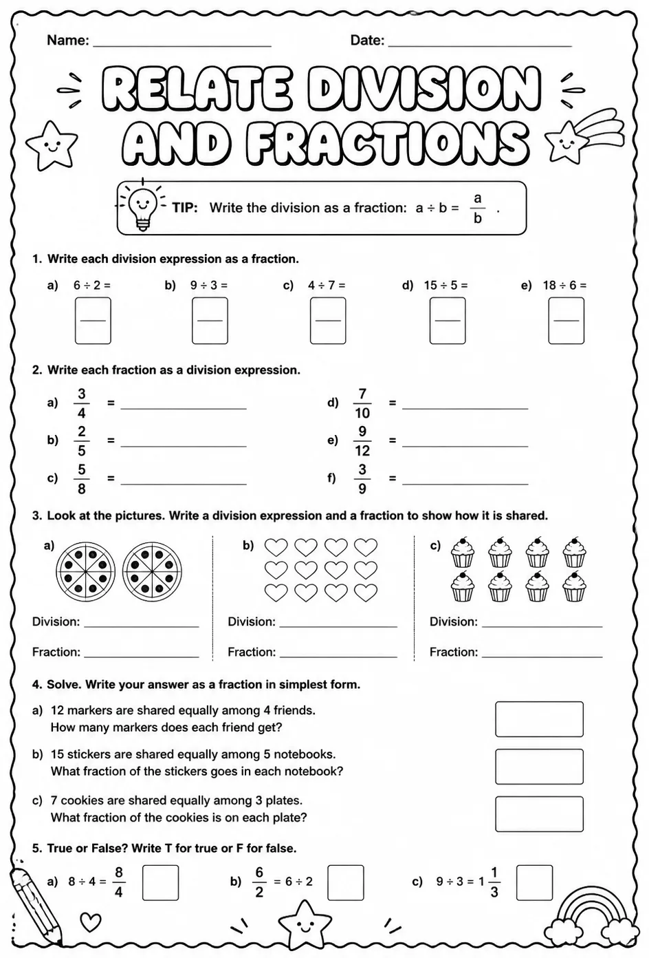 Relate division and fractions