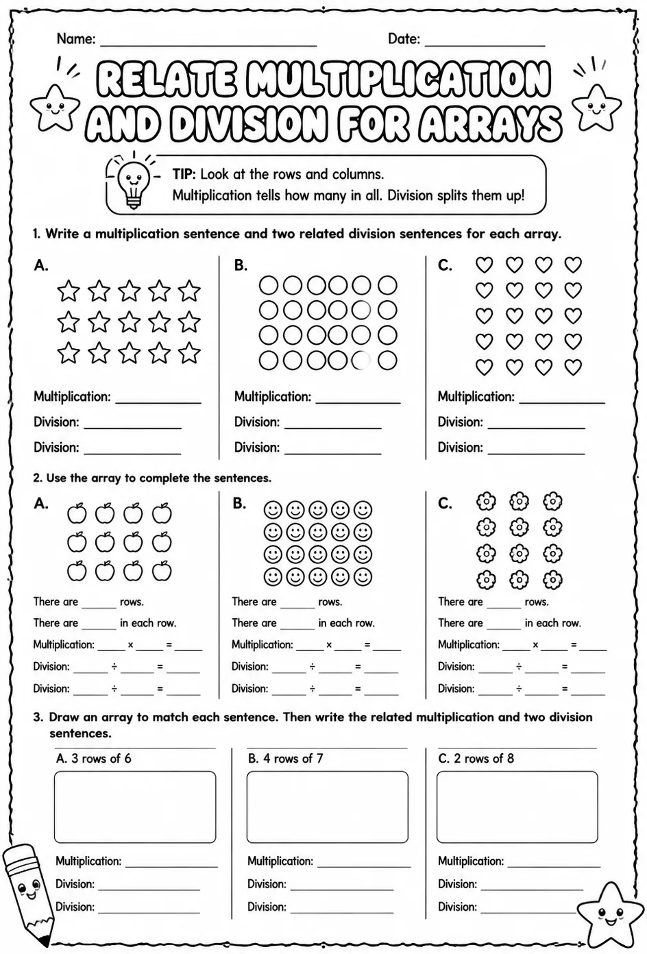 Relate multiplication and division for arrays