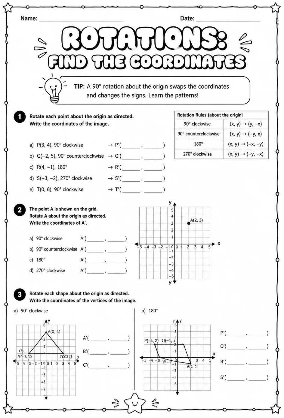Rotations: find the coordinates