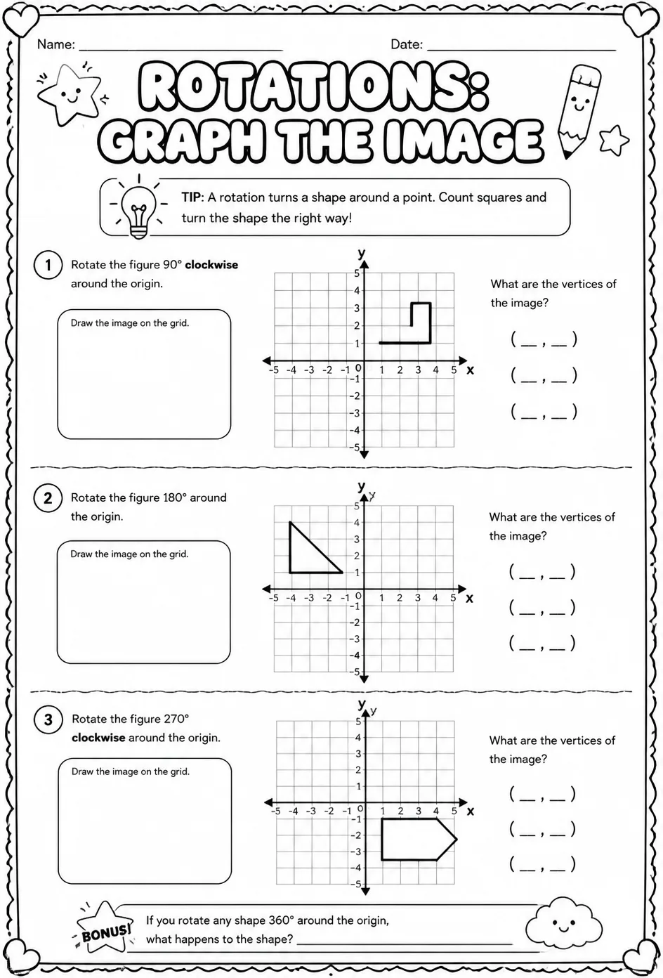 Rotations: graph the image