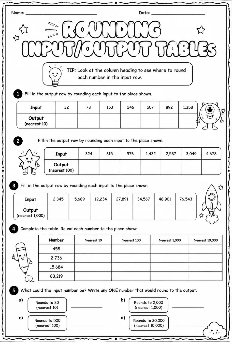 Rounding input/output tables