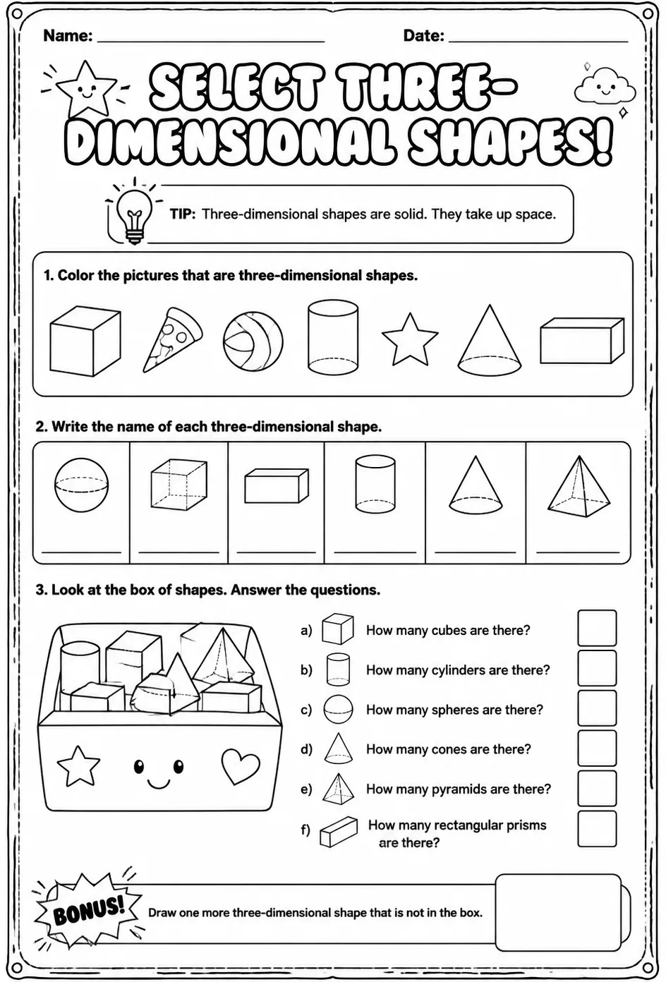 Select three-dimensional shapes