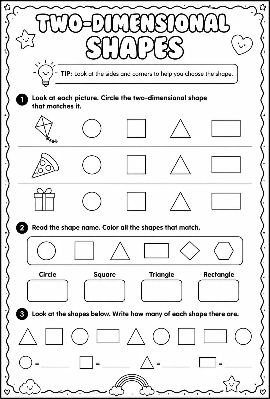 Select two-dimensional shapes