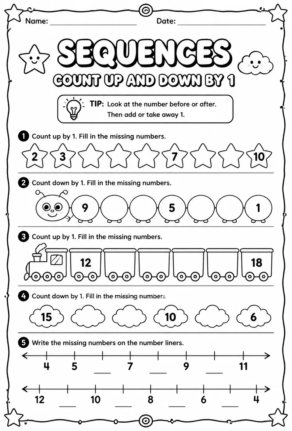 Sequences - count up and down by 1