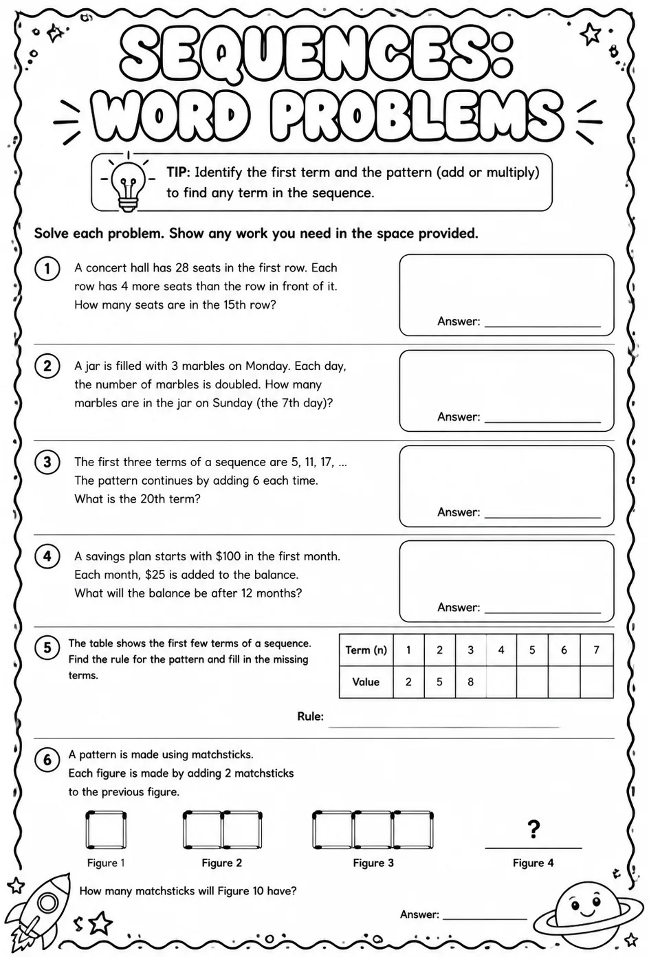 Sequences: word problems