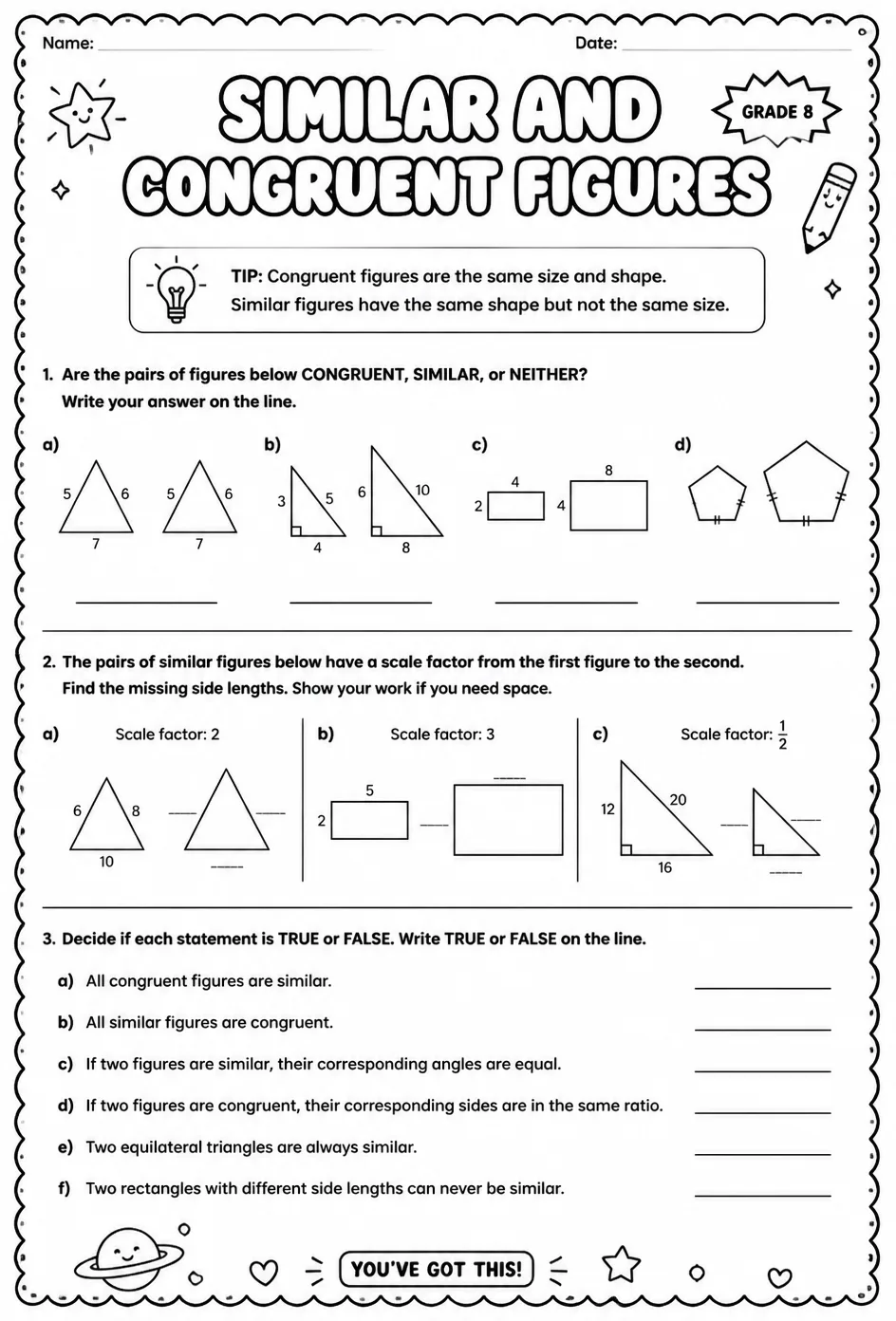 Similar and congruent figures