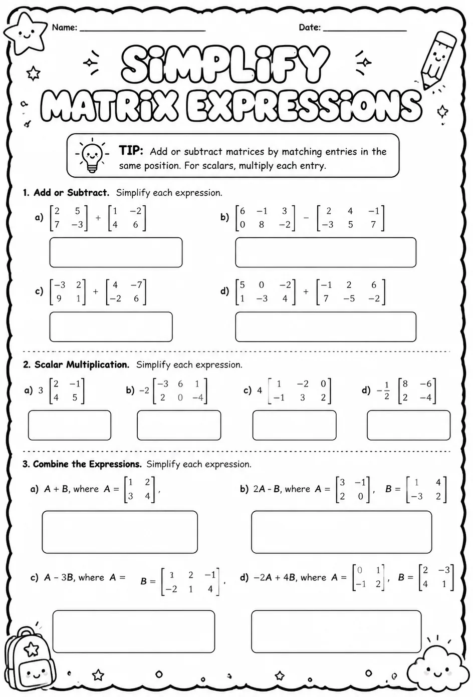 Simplify matrix expressions