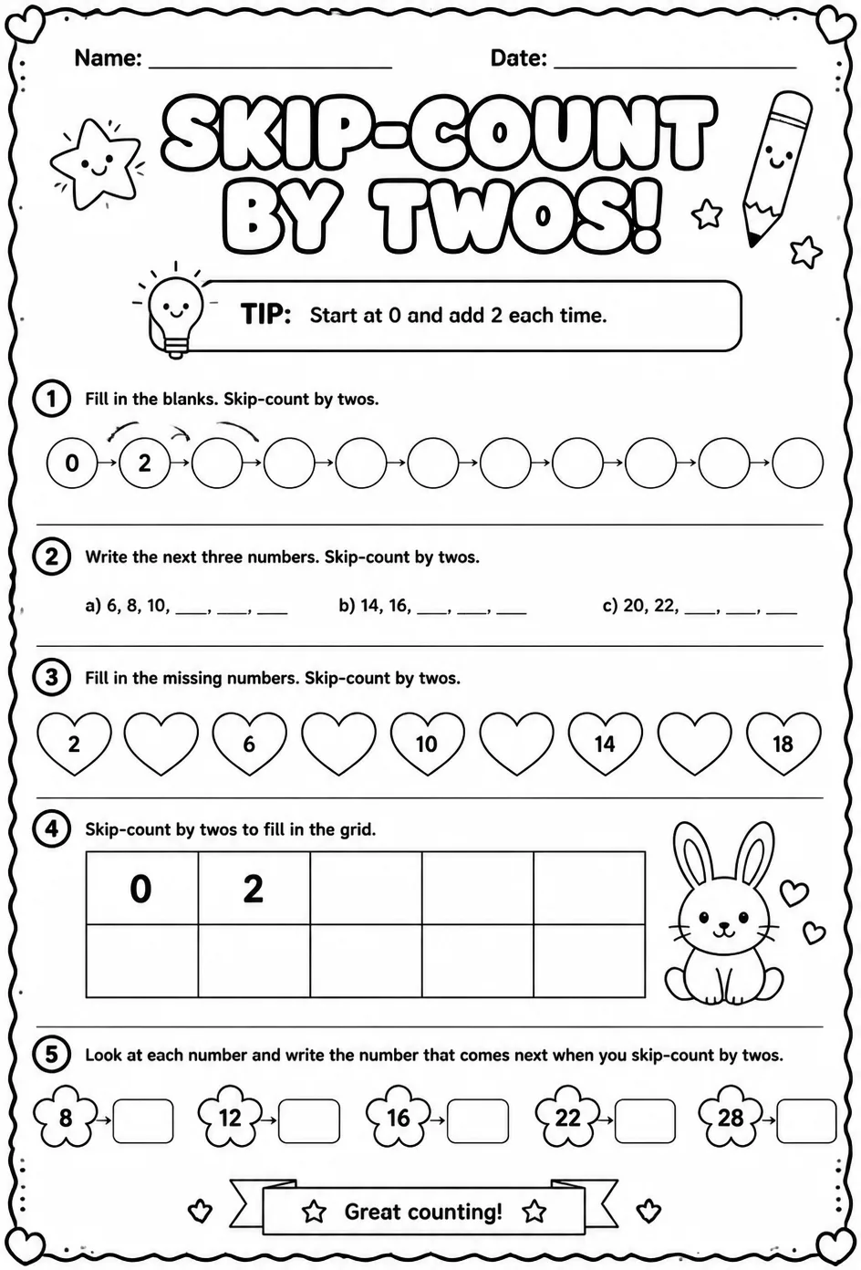 Skip-count by twos
