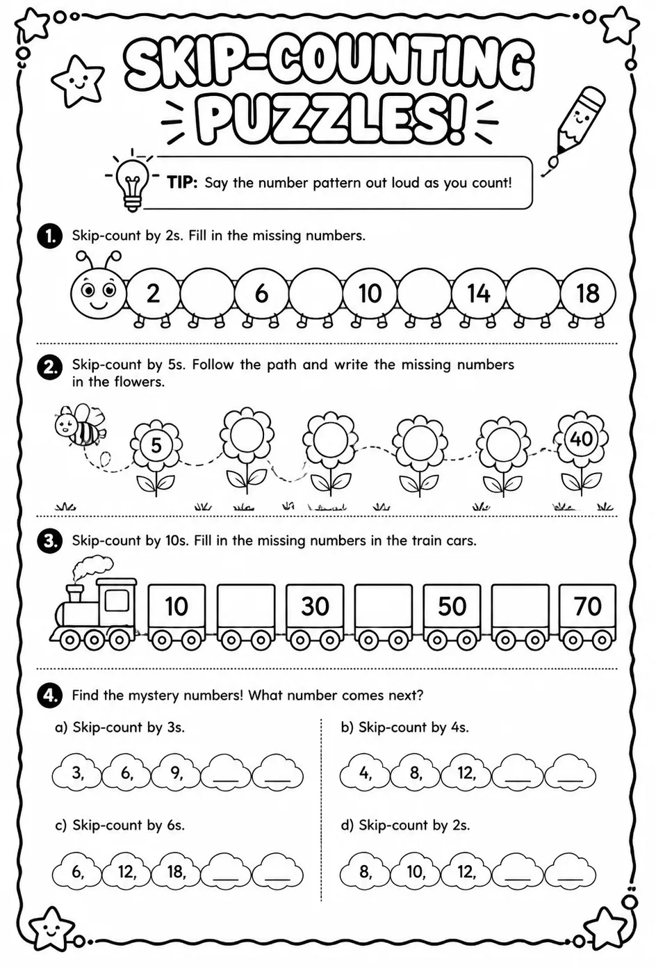 Skip-counting puzzles