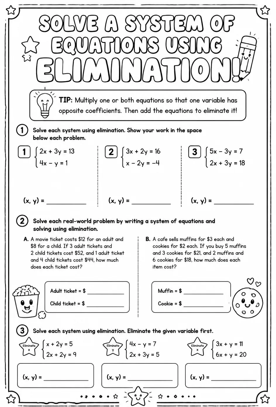 Solve a system of equations using elimination