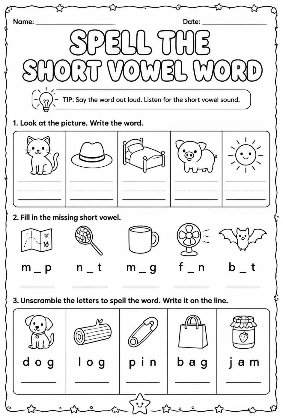 Spell the short vowel word