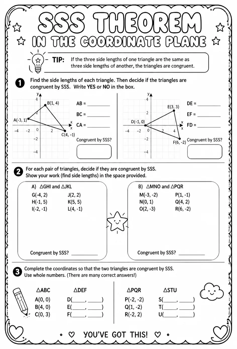 SSS Theorem in the coordinate plane