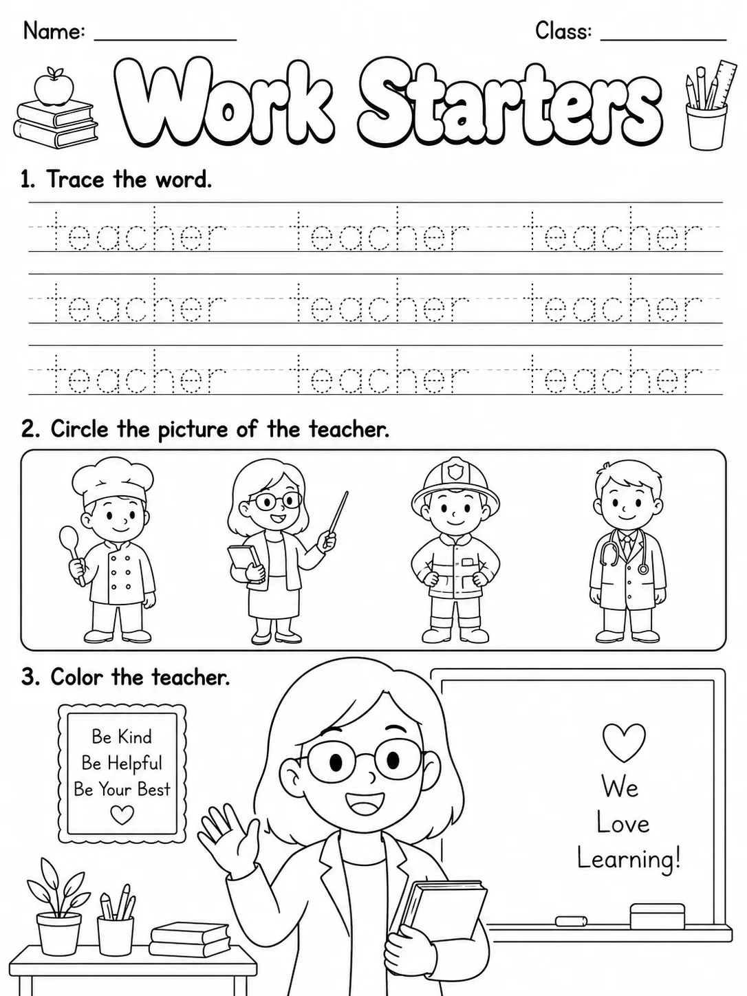 Work Starters Vocabulary Worksheet Pack