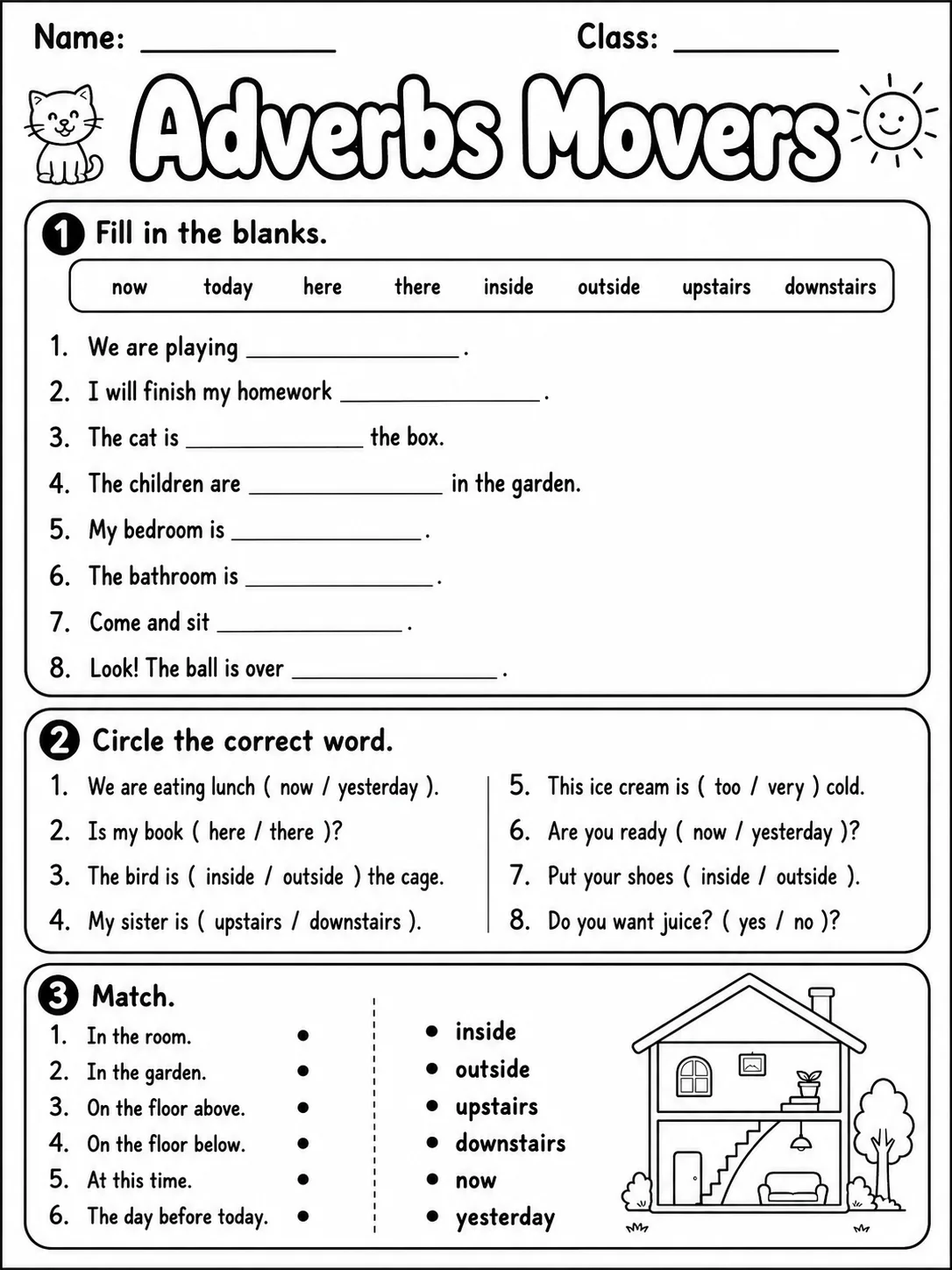 Adverbs Movers Vocabulary Worksheet Pack