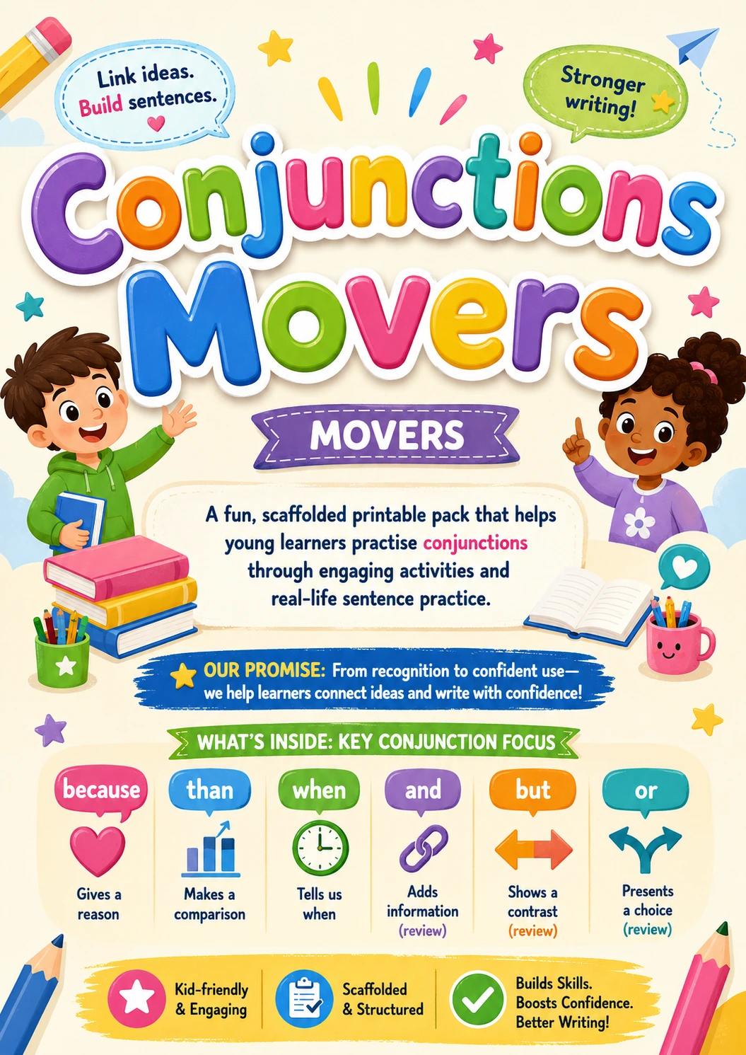 Conjunctions Movers Grammar Worksheet Pack