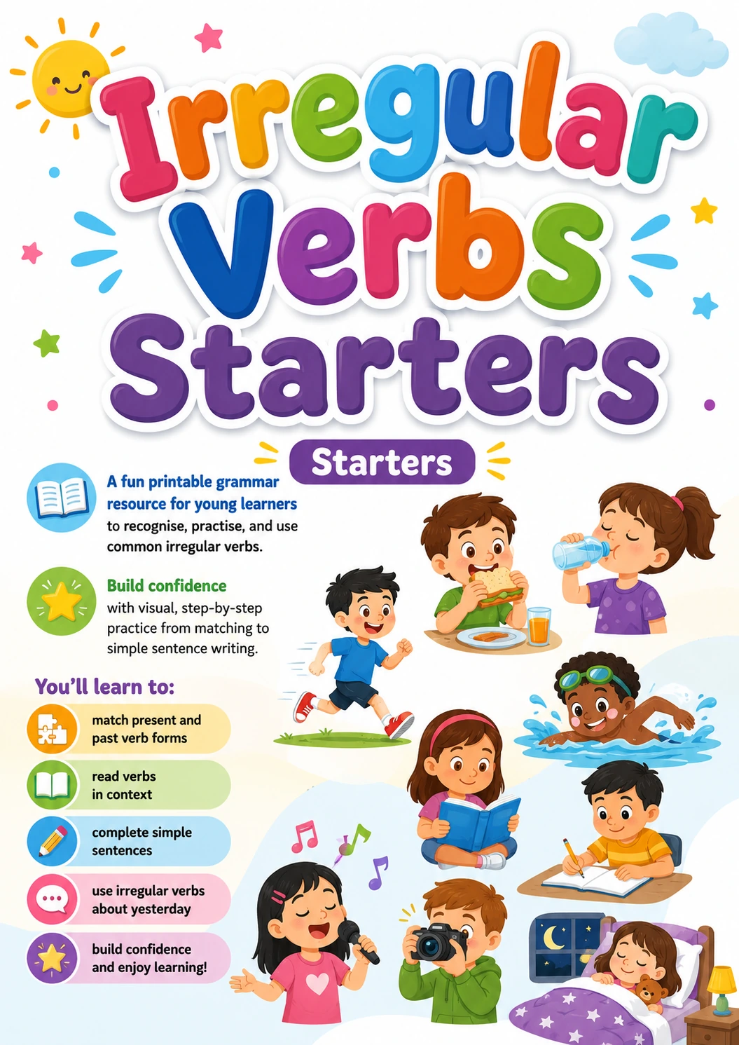 Irregular Verbs Starters Grammar Worksheet Pack