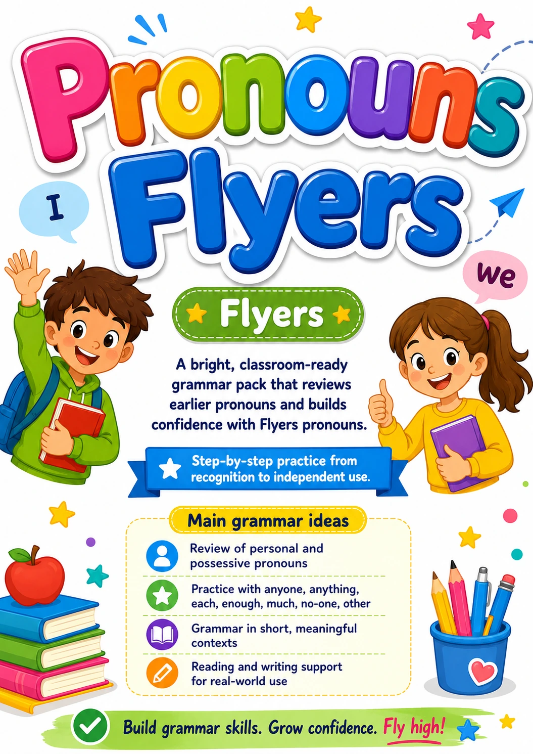 Pronouns Flyers Grammar Worksheet Pack