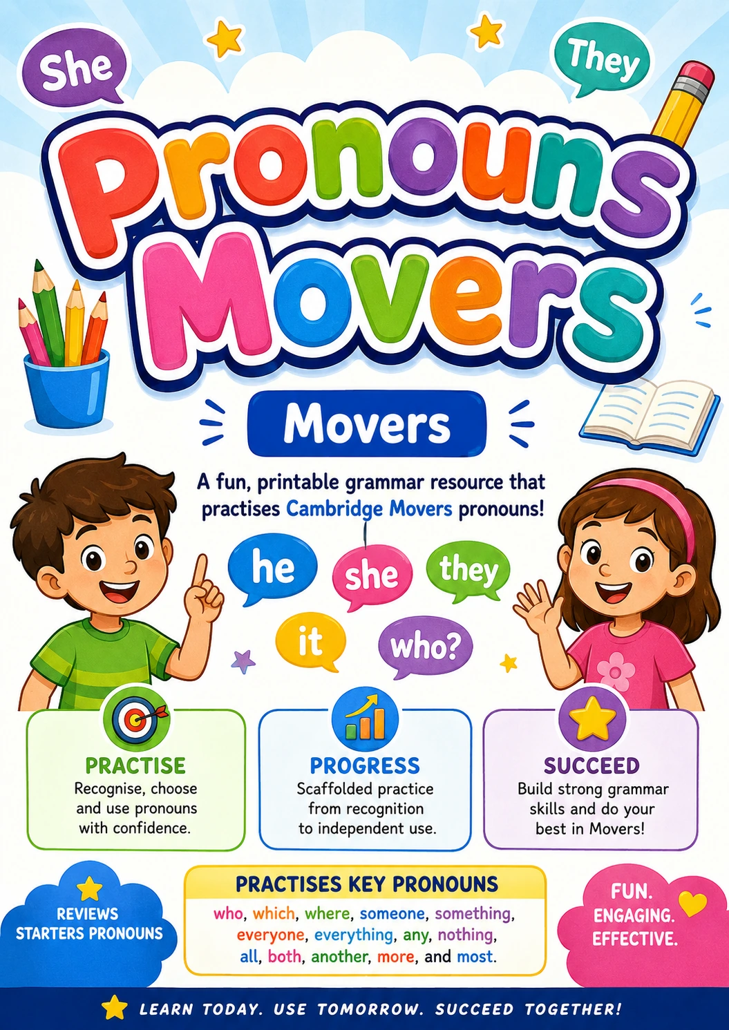 Pronouns Movers Grammar Worksheet Pack
