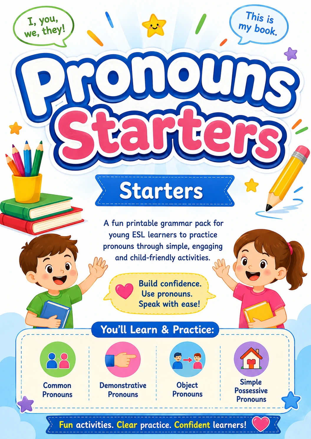 Pronouns Starters Grammar Worksheet Pack