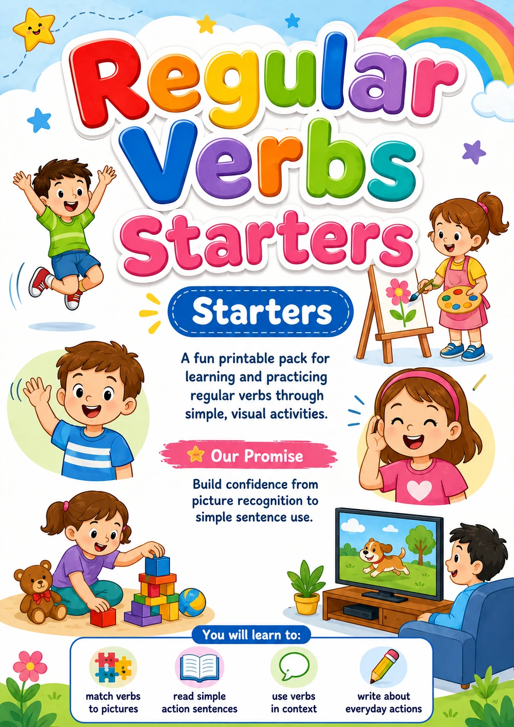 Regular Verbs Starters Grammar Worksheet Pack