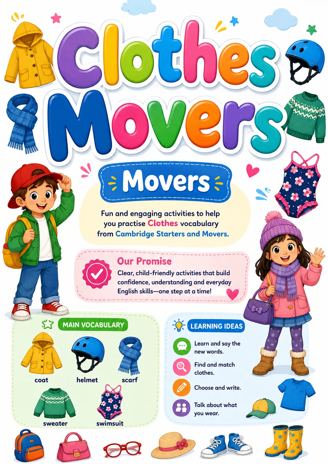 Clothes Movers Vocabulary Worksheet Pack